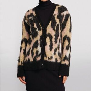 All Saints black animal print lunar cardigan